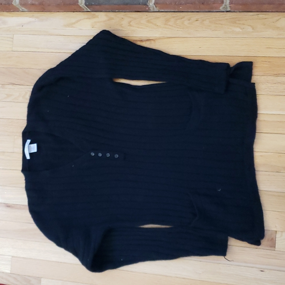 Vtg Sweater S The Limited Y2K Lambswool Angora Henley v-neck ribbed Slim Long
